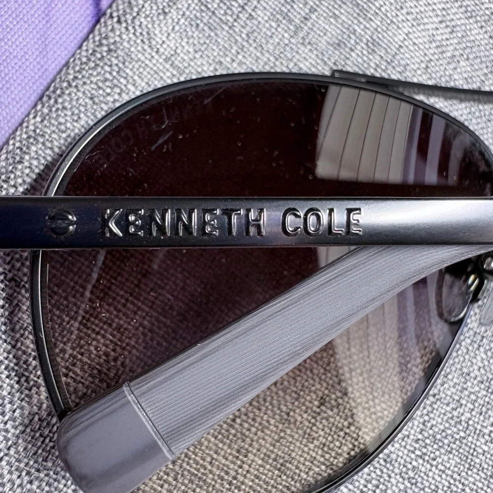KENNETH COLE Silver Frame Sunglasses with Purple Lenses-Unisex NEW